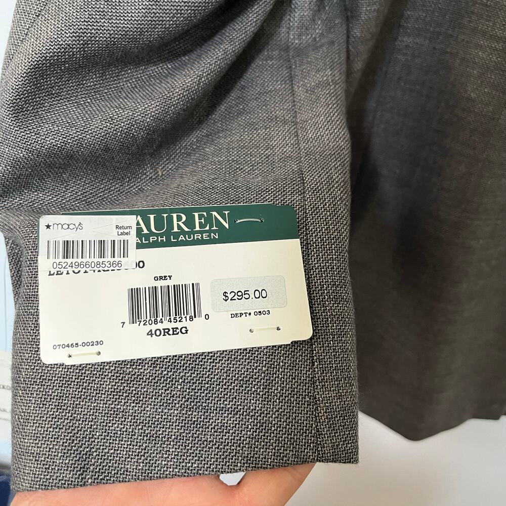 Lauren Ralph Lauren UltraFlex Heathered Blazer Size 40 Gray Classic Men’s NWT - Picture 8 of 13